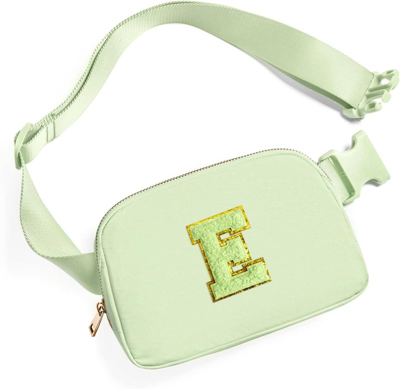 Gitus Gifts for 8 9 10 11 12 Year Old Girls Belt Bag Fanny Pack Crossbody Bags with Initial Letter Patch Cute Stuff Birthday Gifts for Teen Girls Women Personalized Trend Stuff (Light Green-E) - Image 1